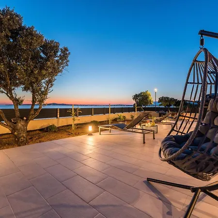 Front With Heated Pool, Jacuzzi, Fantastic View, The Sound Of The Waves - By Traveler Tourist Agency Krk Id 2404 Privlaka (Zadar)