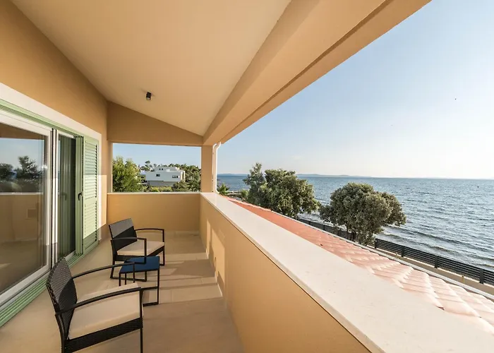 Front With Heated Pool, Jacuzzi, Fantastic View, The Sound Of The Waves - By Traveler Tourist Agency Krk Id 2404 * Privlaka (Zadar)