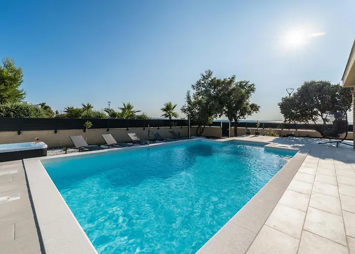 Front With Heated Pool, Jacuzzi, Fantastic View, The Sound Of The Waves - By Traveler Tourist Agency Krk Id 2404 Villa